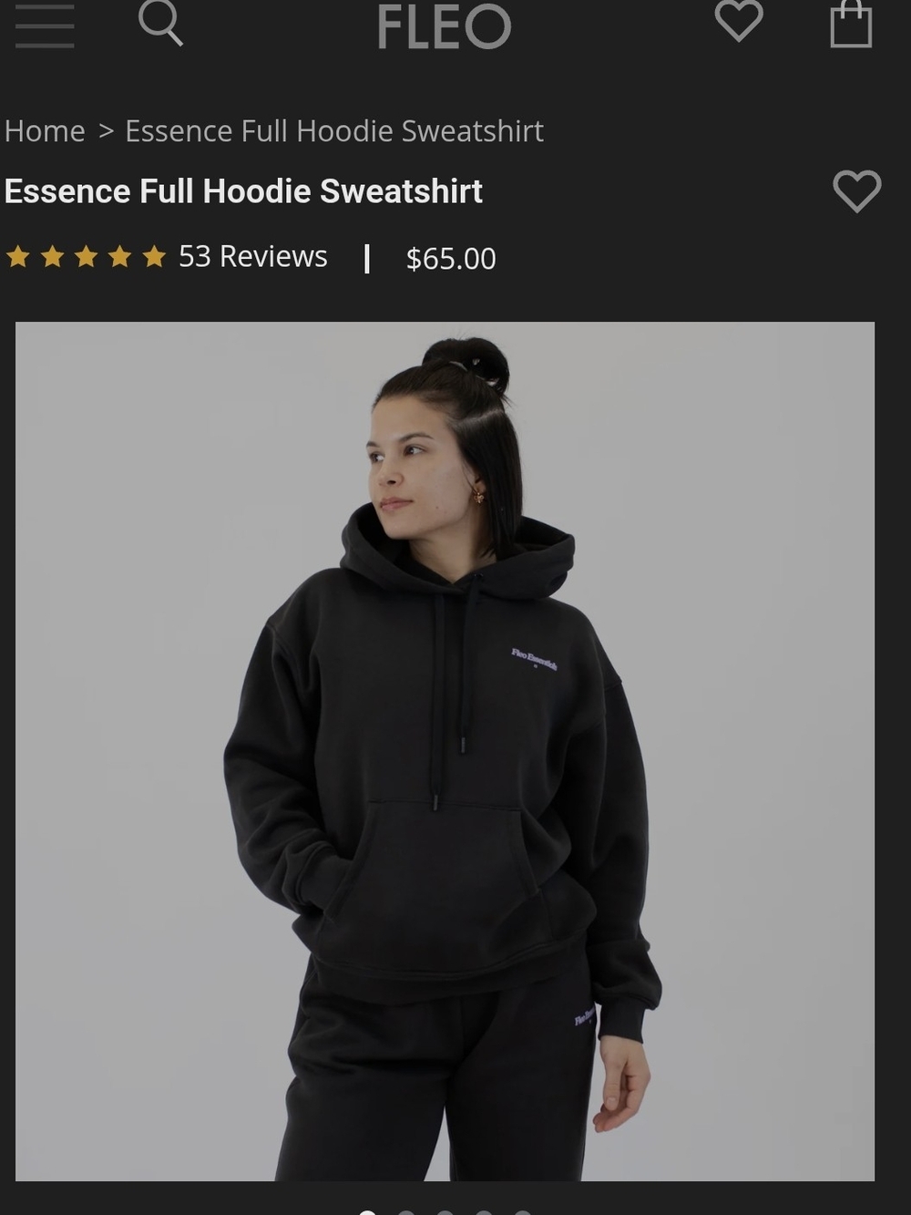Fleo Black Hoodie with Lavender Graphic Back Text